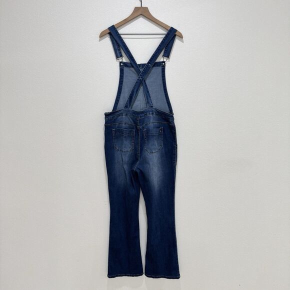 Wallflower Overalls Womens XL Blue Flare Stretch Modern Boho Festival Denim - Picture 6 of 16